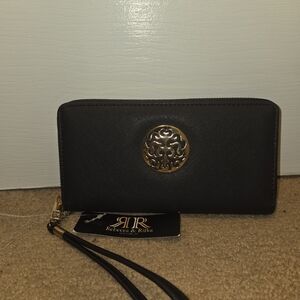 Rebecca & Rifka Black Wristlet with Gold Emblem
